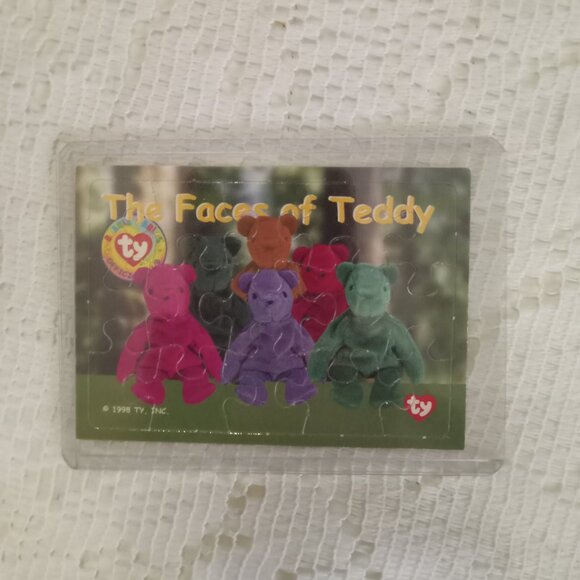 Ty Beanie Baby The End in original packaging with Faces of Teddy puzzle card - Picture 3 of 3
